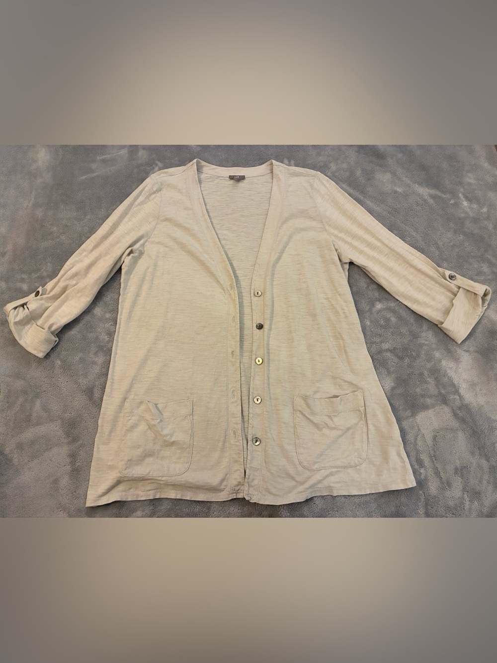J. Jill Light Beige Button-Front Cardigan